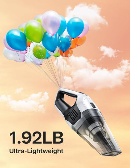 Handheld Vacuum Cleaner, Powerful Suction Portable Lightweight Hand Held Vacum Cordless with 25-30Mins Long Runtime Rechargeable Battery Quick Charge for Home Car Carpet Stairs Pet Hair Cleaning