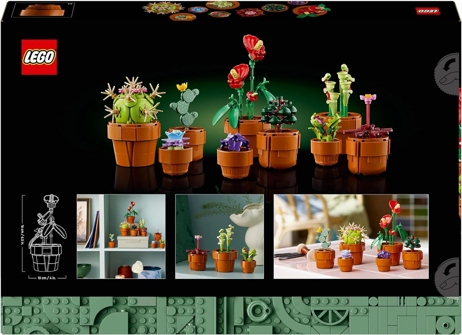 Botanicals Tiny Plants - 9 Potted Artificial Flowers Set for Indoors Incl. Faux Cactuses & Red Anthurium - Gift for Valentine'S Day for Women and Men - Home Decor - 10329