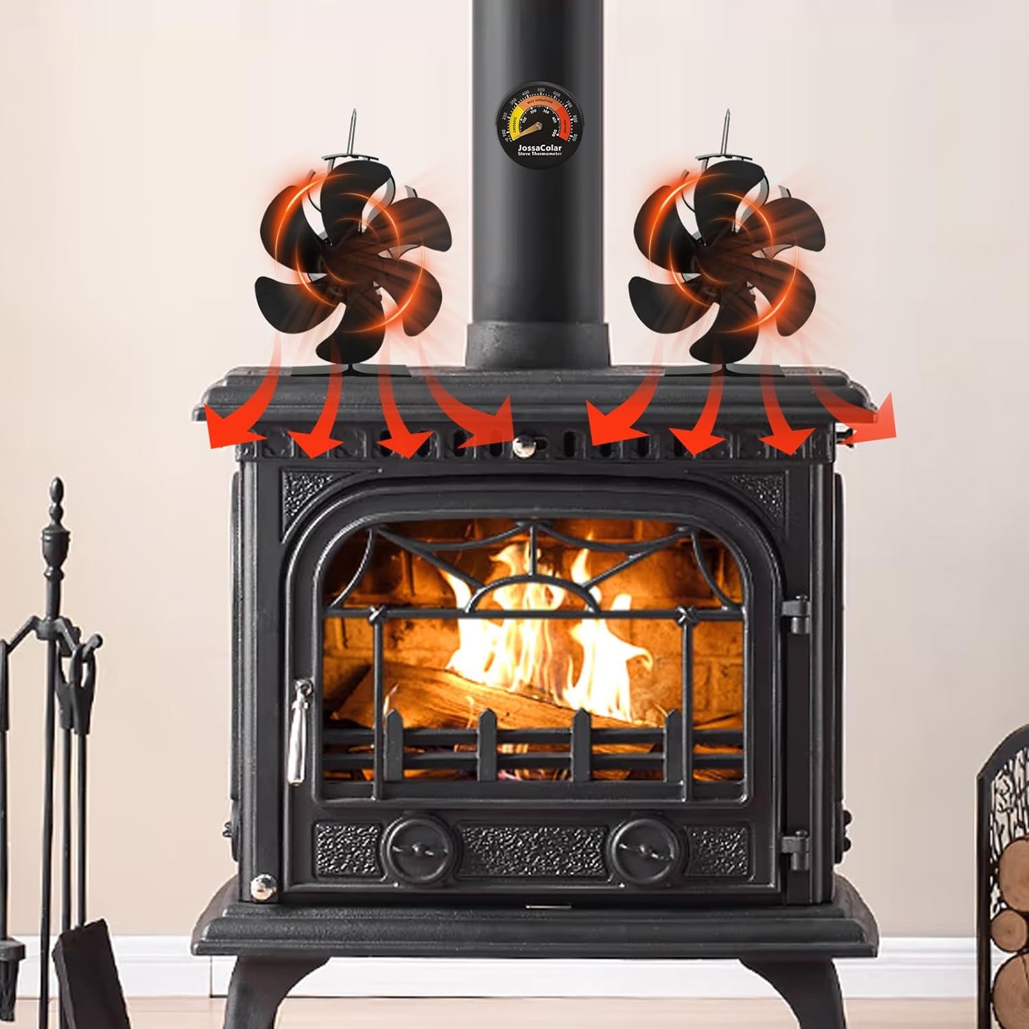 Log Burner Fan Silent Operation | 6-Blade Stove Fans Log Burners | Fire Fan Wood Burner Fans Heat Powered | Fan for Wood Burning Stove | Fireplace Accessories Tools