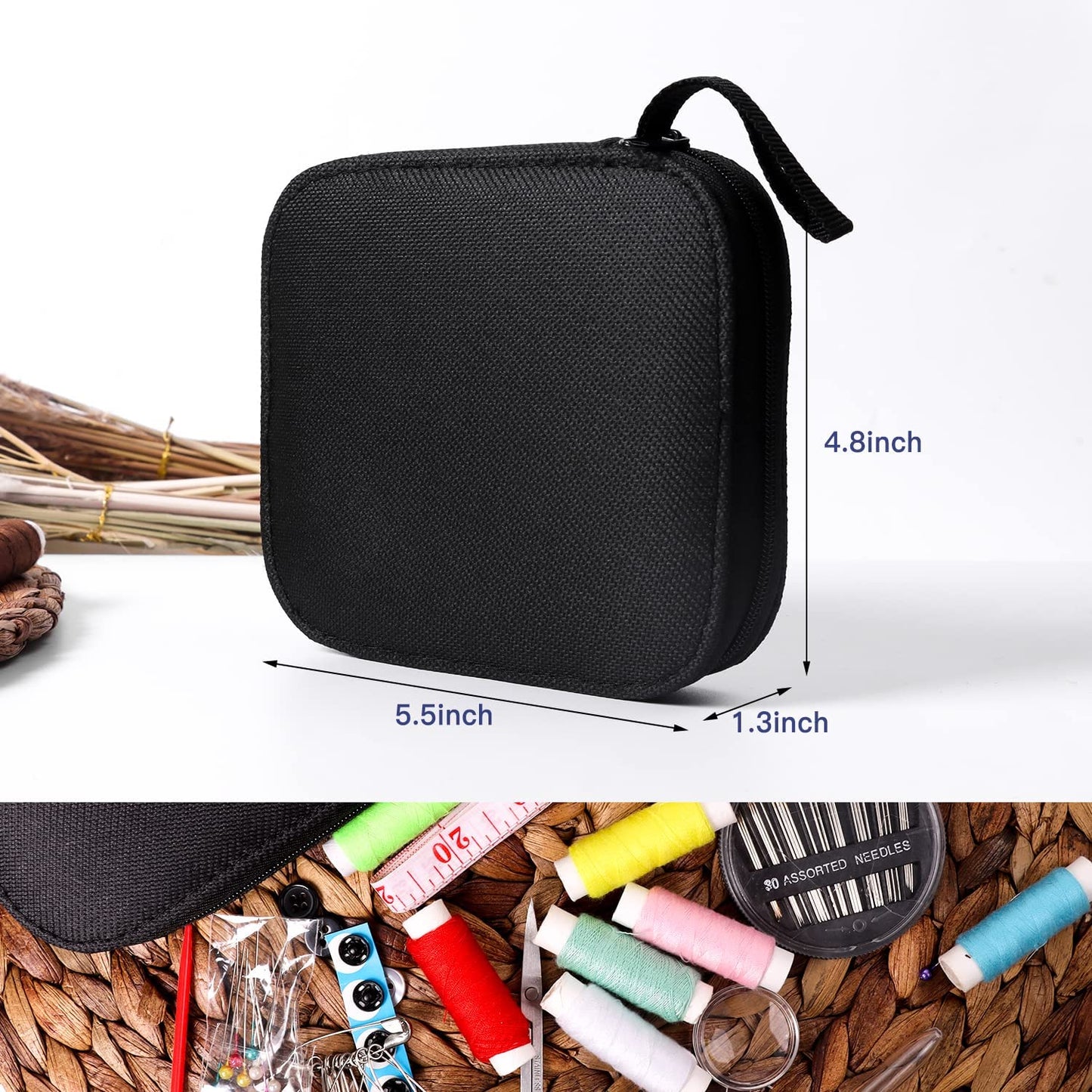 Sewing Kit with Case Portable Sewing Supplies for Home Traveler, Adults, Beginner, Emergency, Kids Contains Thread, Scissors, Needles, Measure Etc