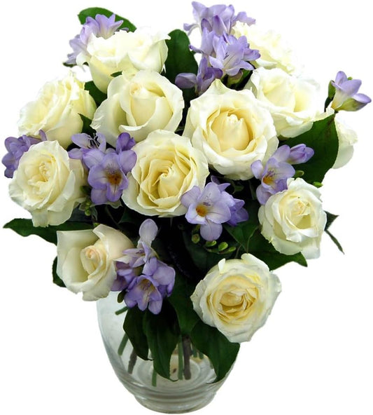Breathtaking Amethyst Bouquet with Next Day Delivery - Rose and Freesia Fresh Flowers