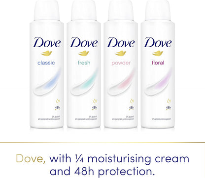 Fresh with ¼ Moisturising Cream Anti-Perspirant Deodorant Spray for 48 Hours of Protection 6 X 150 Ml