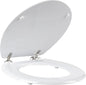 LA033758 White 18 Inch Tongue & Groove Wooden Toilet Seat, Stainless Steel Hinge, 36 X 42.8 Cm, Wood Bathroom Toilet Lid Cover, Quick & Easy to Fit, Fits Most Standard Size Toilets