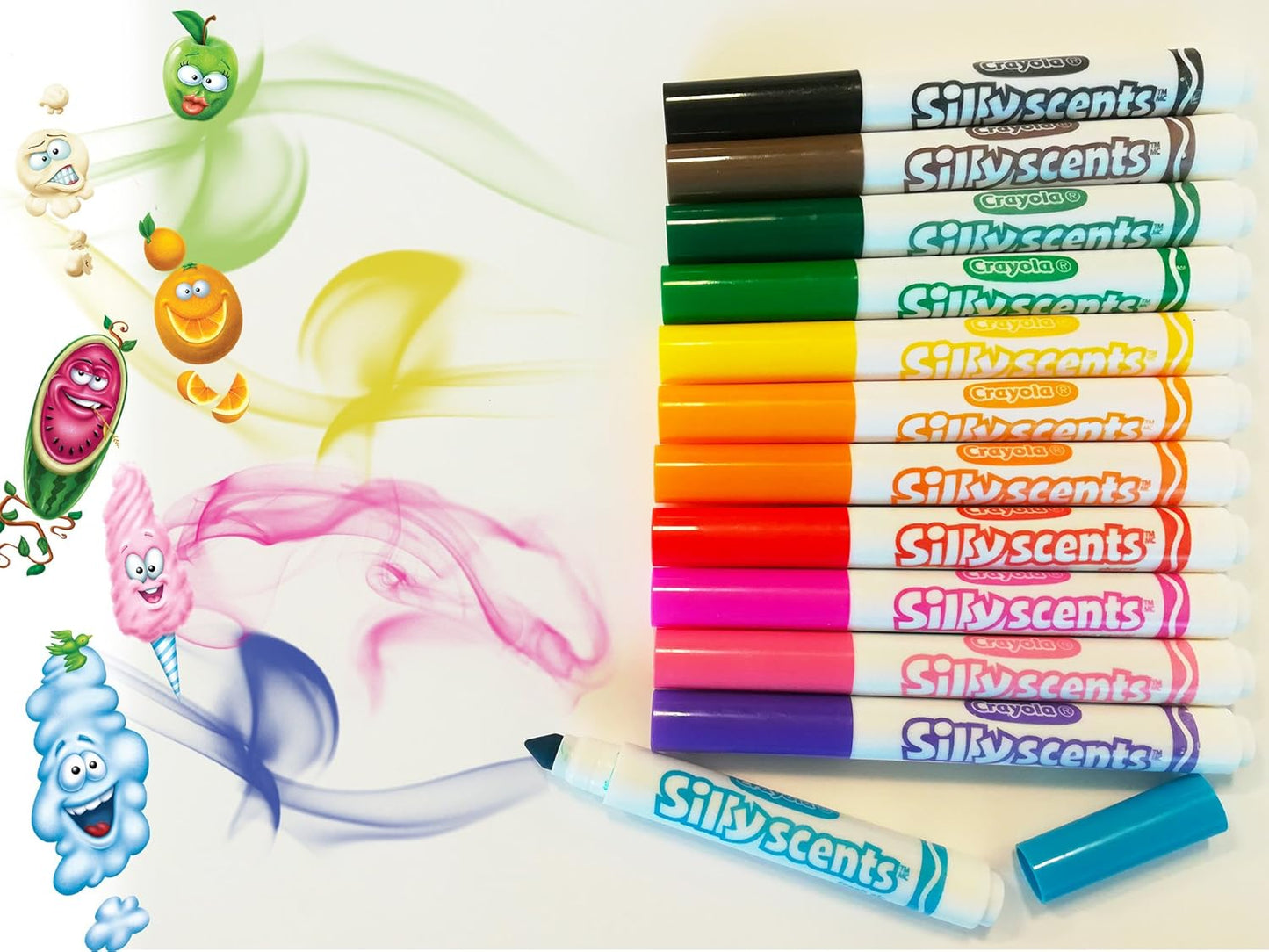 Silly Scents Broadline Washable Markers - Assorted Colours (Pack of 12) | Unique Sweet Scents & Colours! | Ideal for Kids Aged 3+