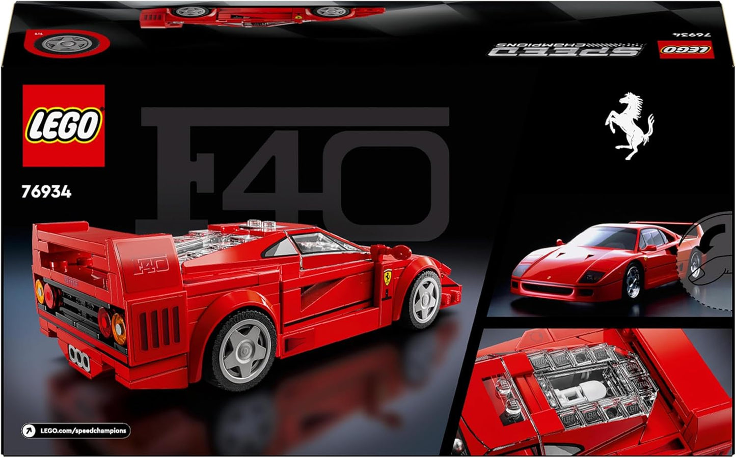 Speed Champions Ferrari F40 Supercar Buildable Vehicle, Toy Model Car for 9 plus Year Old Boys and Girls, with Driver Minifigure, Kids' Bedroom Decoration, Gift Idea 76934