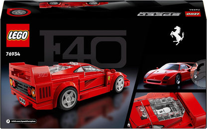 Speed Champions Ferrari F40 Supercar Buildable Vehicle, Toy Model Car for 9 plus Year Old Boys and Girls, with Driver Minifigure, Kids' Bedroom Decoration, Gift Idea 76934