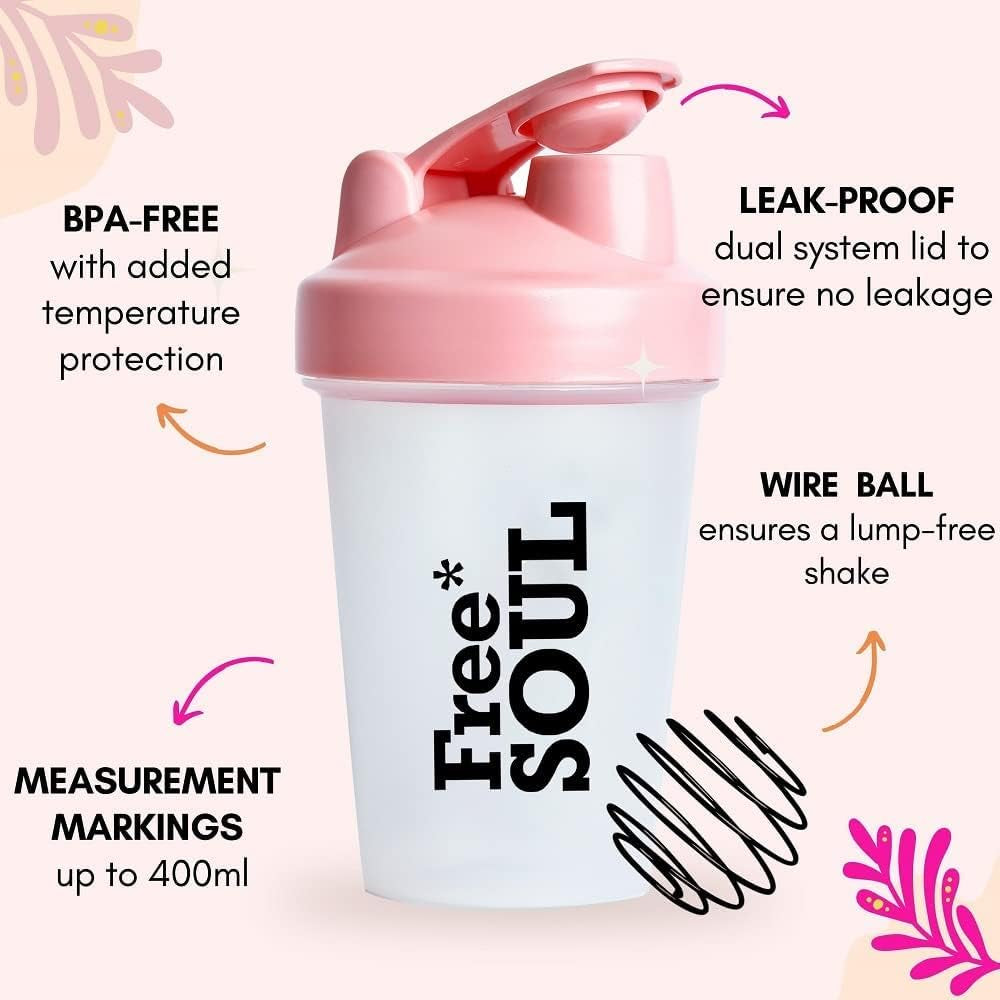 Protein Shaker Bottle 400Ml with Mixball in Pink | BPA Free Small & Easy to Grip & Temperature Safe