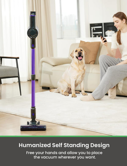 V8Pro Cordless Vacuum Cleaner with Upgraded Floor Brush, up to 40Mins Runtime, 30Kpa Stick Vacuum with Touch Screen, Self-Standing Lightweight Handheld Vacuum for Hard Floor Carpet Pet Hair