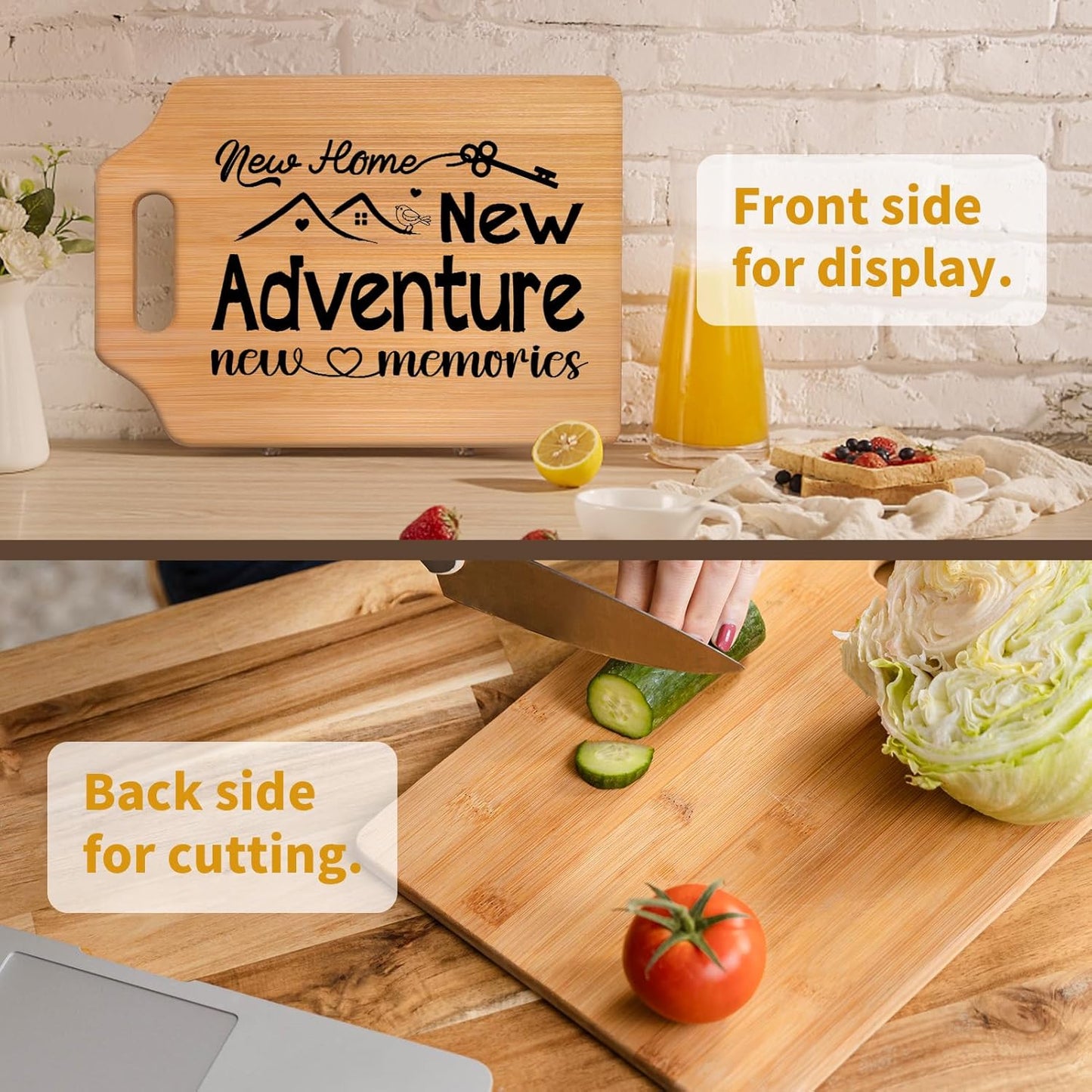 New Home Gifts for Couple Friends Family, Housewarming Gifts for New Home, Creative Kitchen Bamboo Cutting Board