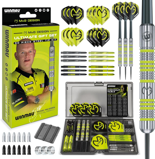 Michael Van Gerwen Mvg Gift Sets - 50 Piece Darts Set with 4 Sets of Shafts, 4 Sets of Flights plus Accessories