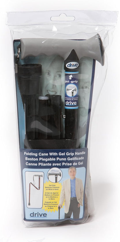 DEVILBISS HEALTHCARE Gel Handle Folding Walking Stick Cane Blue Crackle Shaft