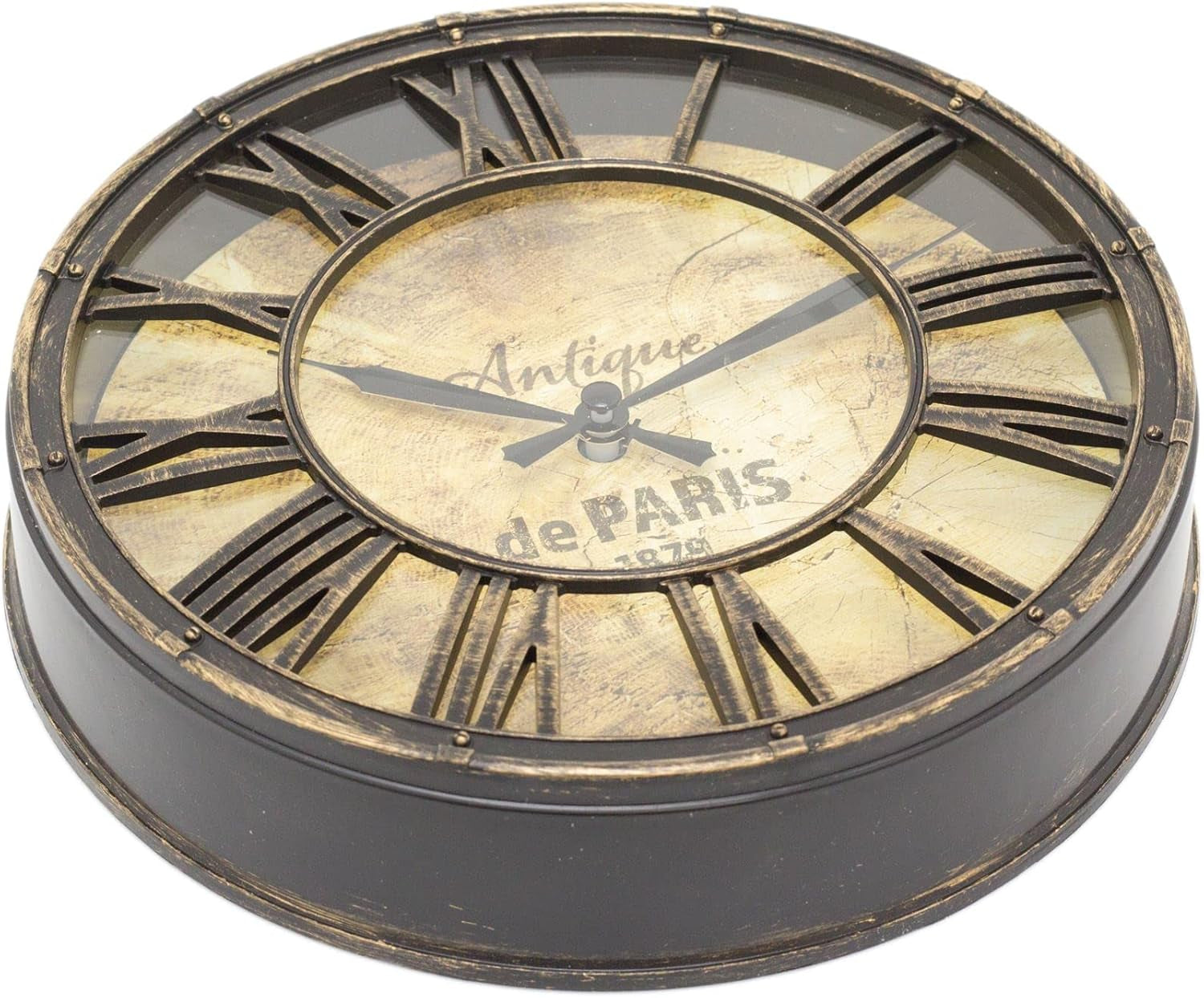 20Cm Wall Clock Antique Effect Distressed round Clock | Antique De Paris Wall Mounted Clock | Vintage Style Wall Clock