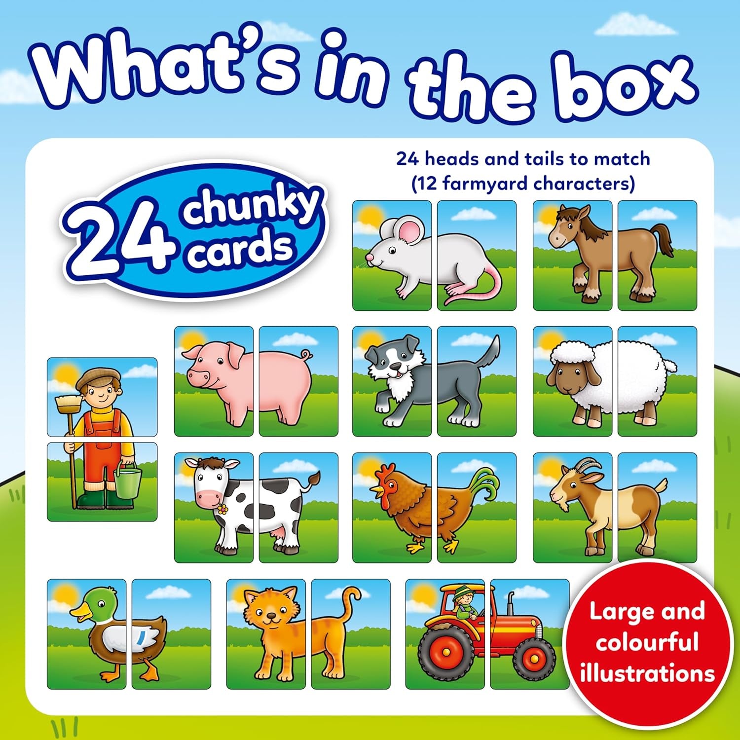 Farmyard Heads & Tails Game - Matching & Pairing Memory Game - Educational Toddler Toys and Games for Boys and Girls 18-Month-Old+ - Early Years Animal Pairs/Snap Cards - 1-4 Players