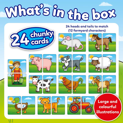 Farmyard Heads & Tails Game - Matching & Pairing Memory Game - Educational Toddler Toys and Games for Boys and Girls 18-Month-Old+ - Early Years Animal Pairs/Snap Cards - 1-4 Players