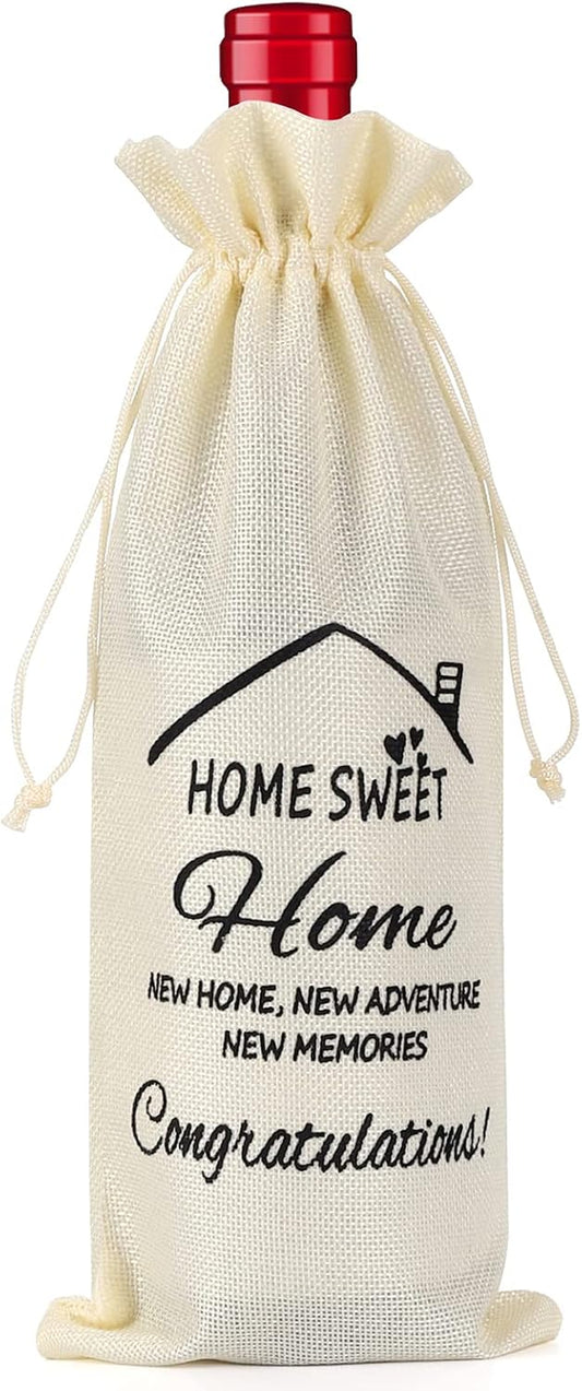 New Home Gifts Bags, Wine Gift Bag with Drawstring, House Warming Gifts New Home, New Home Gifts for Couple, Women, Men, Champagne Gift Bag