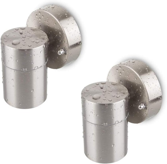 Modern Double up down Stainless Steel Wall Spot Light, Use GU10 (Not Included), IP44 Waterproof, Pack of 2