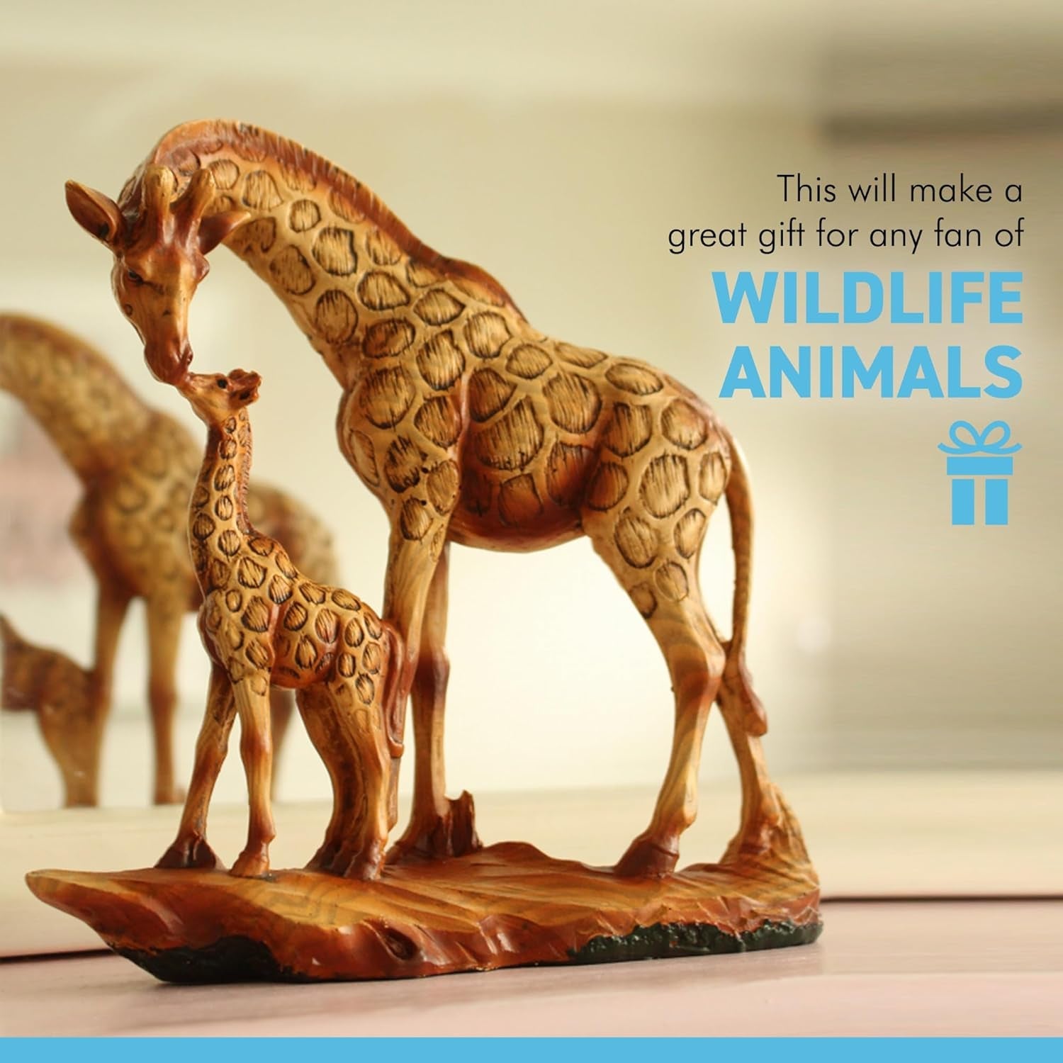 Eye Catching Free Standing Graceful GIRAFFE and CALF Decorative ORNAMENT | Giraffe Gifts for Women Men Girls Boys Giraffes Lover Gift Birthday Friendship Gifts Present Animal Lover Gift