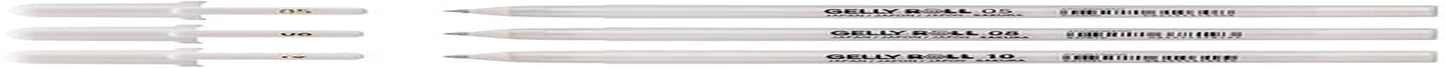 Gelly Roll Basic White Gel Pen Set of 3, Assorted Sizes | Opaque Pens for Highlights, Drawing & Crafts