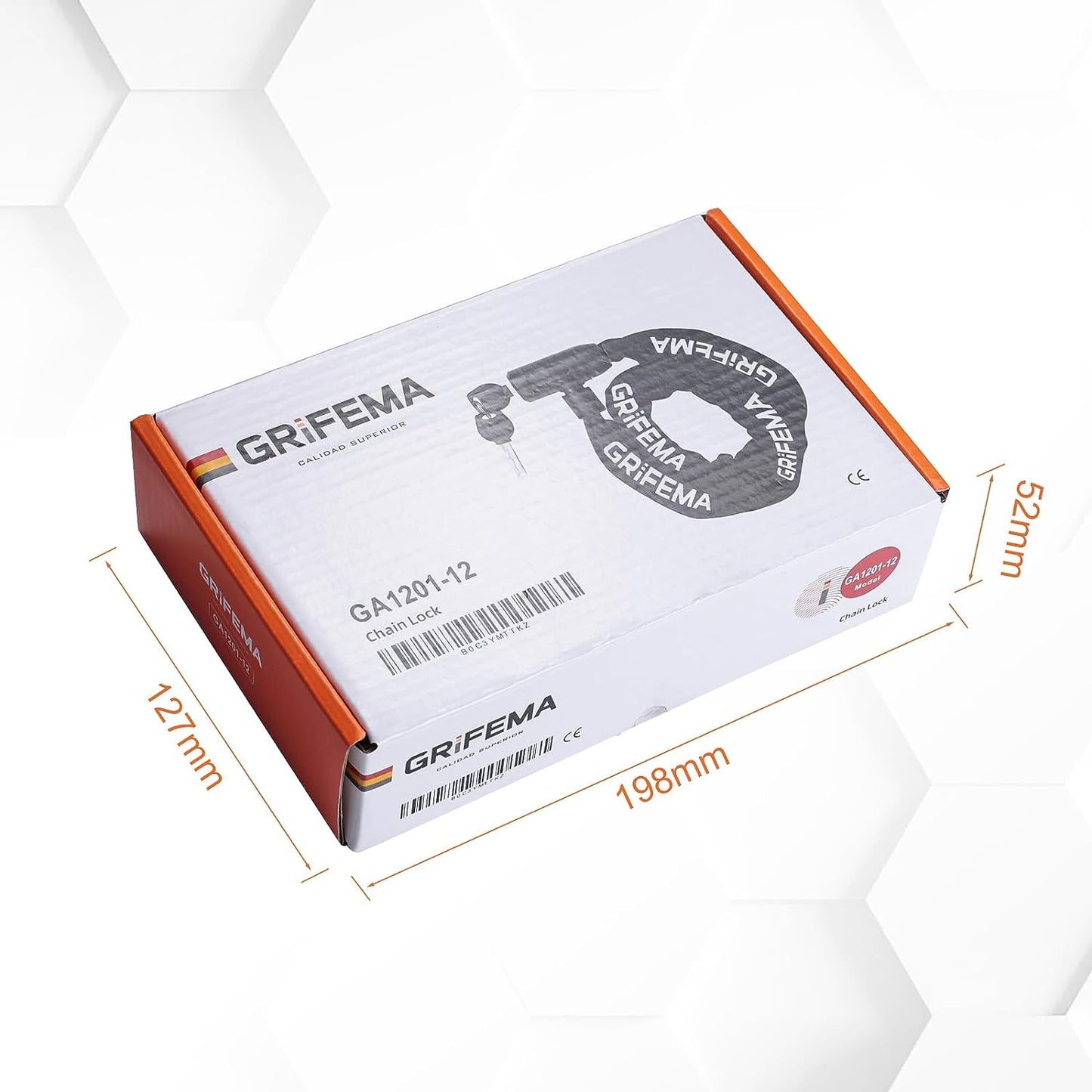 GA1201-12 Bike Locks High Security with 2 Keys, Bike Chain Lock Heavy Duty, 120Cm Bicycle/Cycling Locks for Bike Cycle, Moto, Door, Gate Fence, Black/White