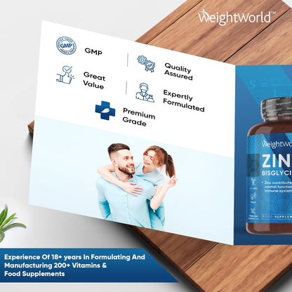 High Strength Zinc Tablets 50Mg – 400 Vegan Zinc Bisglycinate Tablets 6+ Months Supply – High Absorption Zinc Supplements for Skin, Hair and Nail - Immunity Supplements for Men & Women