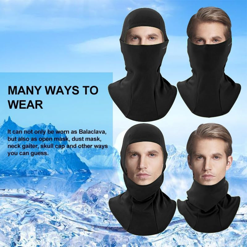 Ski Mask Cycling Balaclava Windproof, Thermal Neck Gaiter Soft Full-Mask Polar Fleece Headwear 4 Colors for Autumn Winter Skating, Skiing, Running, Cycling