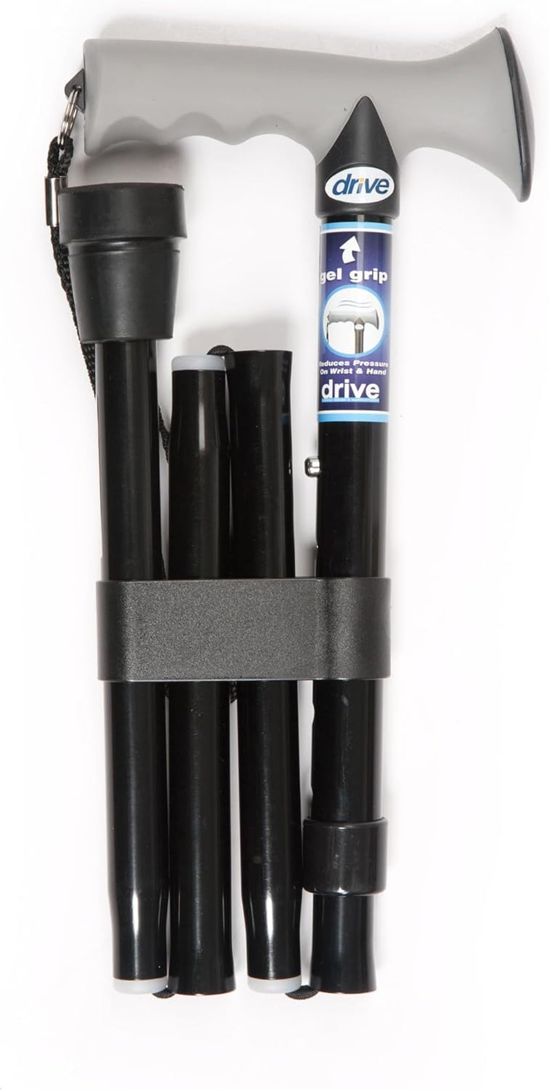 DEVILBISS HEALTHCARE Gel Handle Folding Walking Stick Cane Blue Crackle Shaft