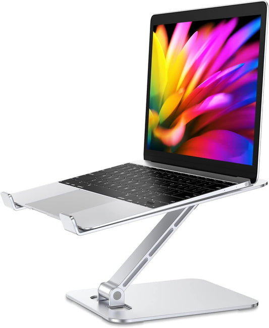 Laptop Stand Lap Desk, Ergonomic Foldable Computer Stand with Adjustable Height, Ventilated Aluminium Alloy Riser Compatible with Macbook Air, Pro, All 10-16" Laptops (Silver)