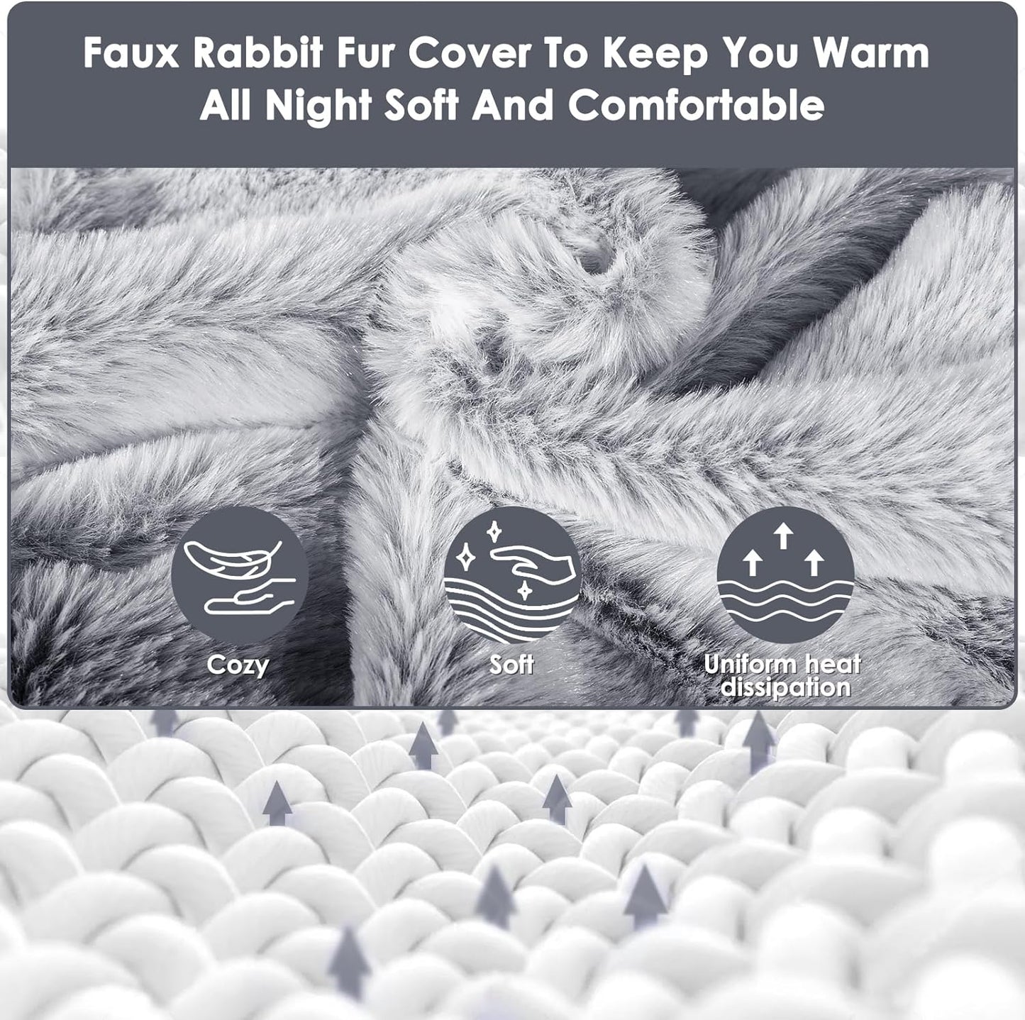 Hot Water Bottle with Luxury Cosy Faux Fur Cover,2L Leakproof Large Hot Water Bag for Neck,Shoulder,Hand Feet Warmer,Ideal for Women,Men(Grey)