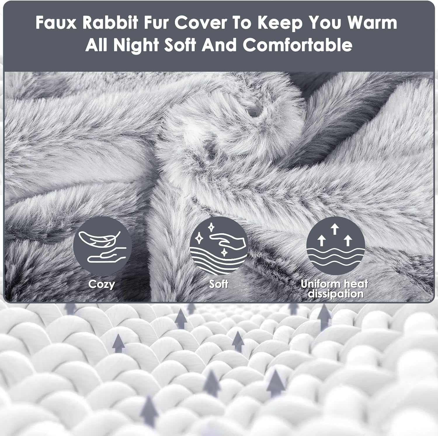 Hot Water Bottle with Luxury Cosy Faux Fur Cover,2L Leakproof Large Hot Water Bag for Neck,Shoulder,Hand Feet Warmer,Ideal for Women,Men(Grey)