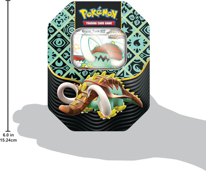 TCG: Scarlet & Violet—Paldean Fates Tin – Great Tusk Ex (1 Foil Promo Card & 4 Booster Packs)