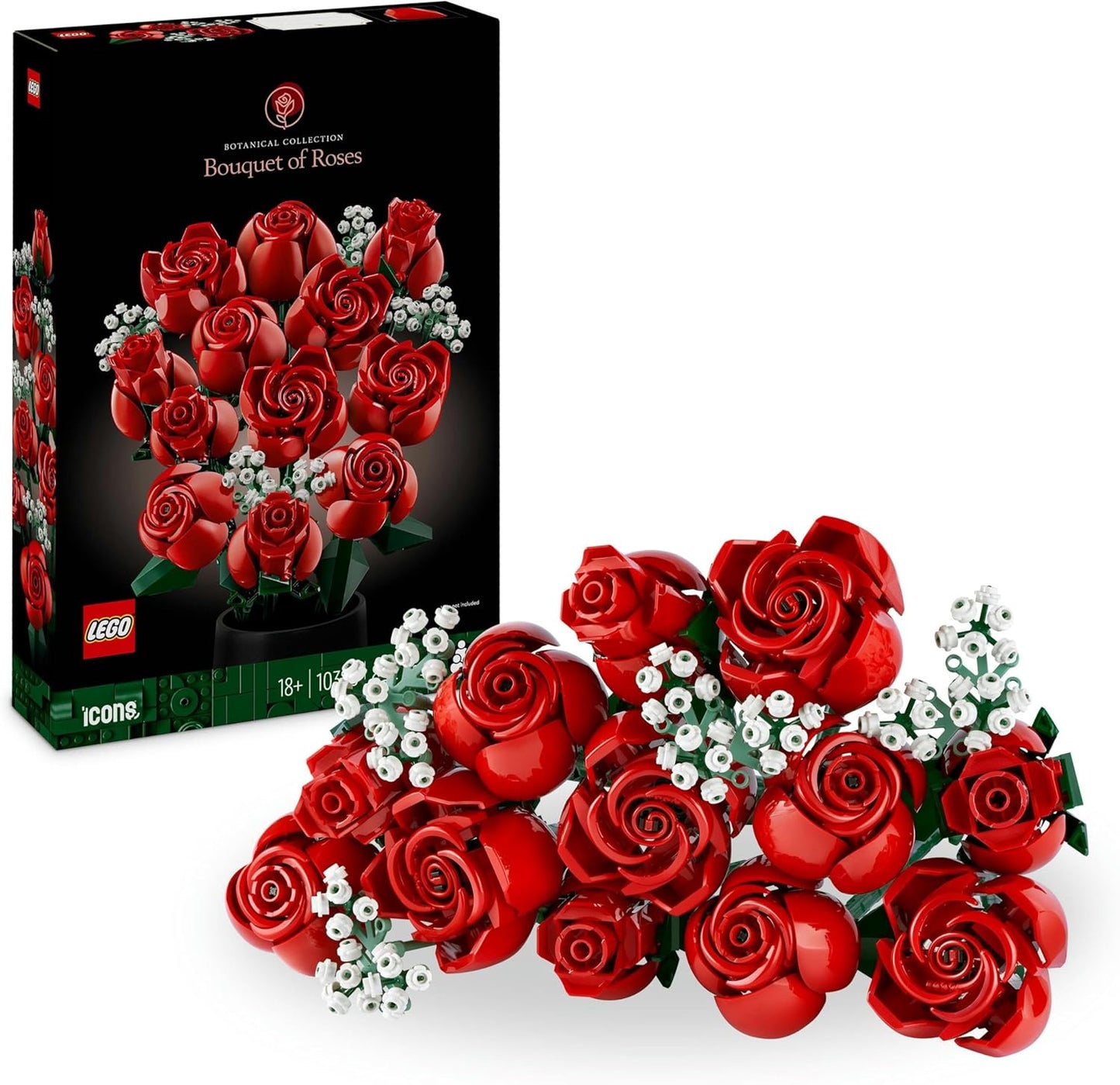 Botanicals Bouquet of Roses - Artificial Flowers Set for Adults Incl. a Buildable Vase - Home or Office Decor - Gift Ideas for Valentine'S Day for Him & Her - Botanical Collection - 10328