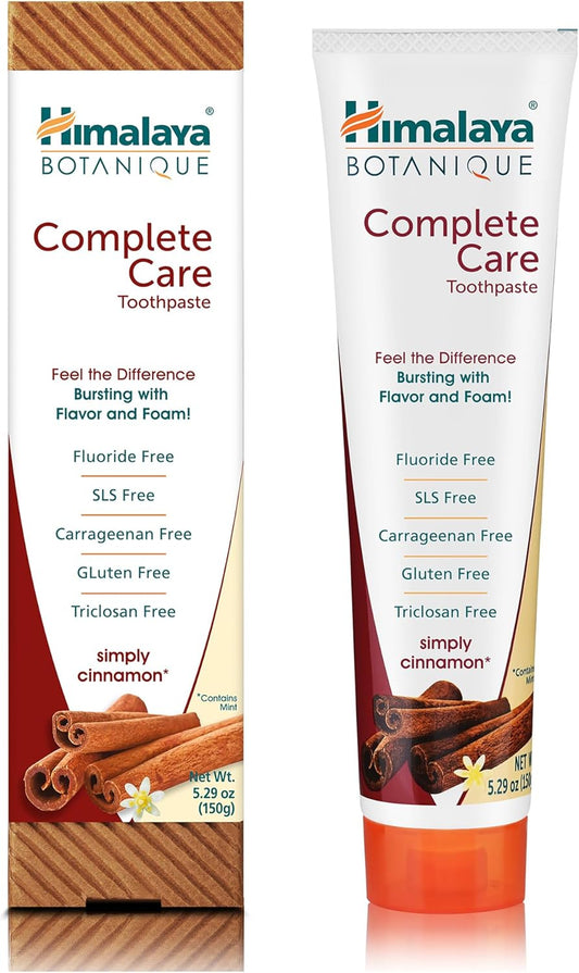 Botanique Complete Care Toothpaste, Herbal, Cinnamon Flavor, Fights Plaque, Freshens Breath, Fluoride Free, No Artificial Flavors, SLS Free, Cruelty Free, Foaming 150Ml