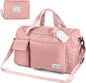Duffel Bag, Foldable Overnight Weekend Bags for Women, Lightweight Hospital Bag with Wet and Dry Separation Bag, Large Holdall/Cabin/Gym Bag for Sports and Travel - Pink