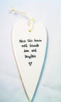 NEW 2035 White Porcelain Hanging Heart Bless This House, Christmas