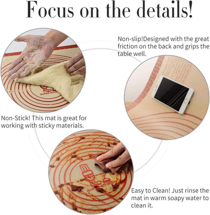 Non Stick Silicone Baking Mat Sheet, Oven Tray Liner, Small Pastry Mat, Non-Slip Dough Rolling Mat, Kneading Board Mat, Baking Equipment Accessory for Cookie, Macaroon (Red, 42 × 30Cm)