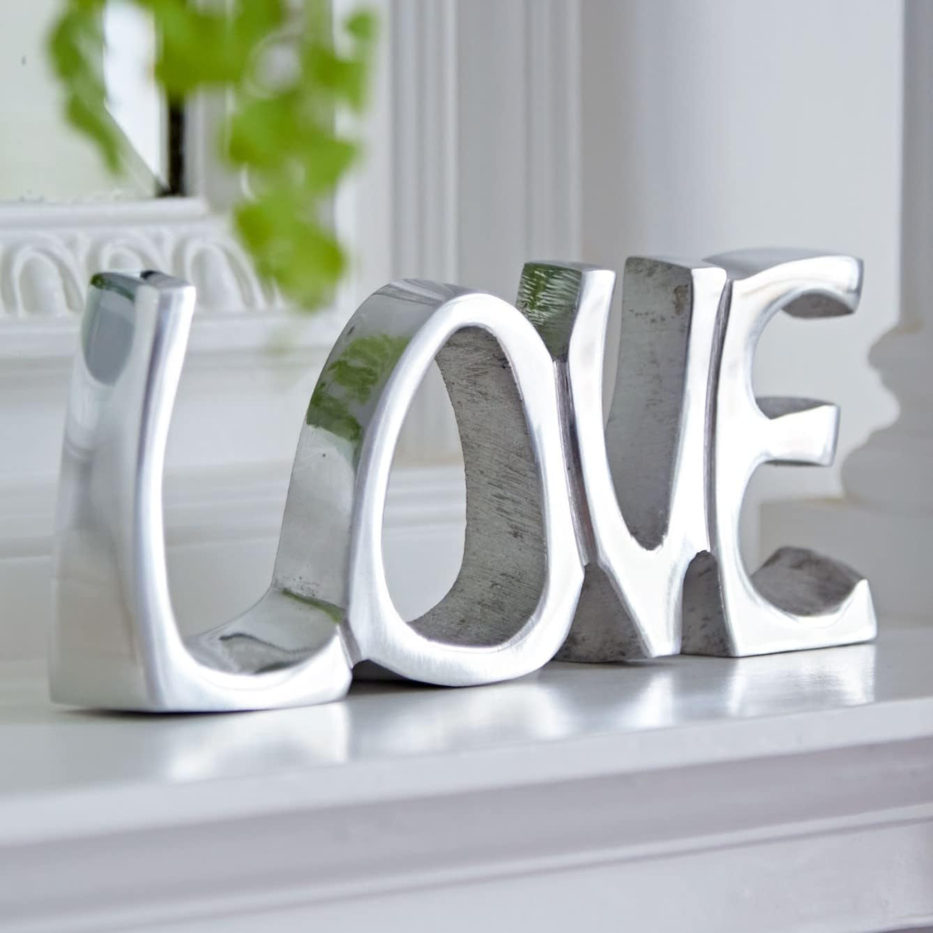 Recycled Metal 'Love' Sign | 20Cm X 8.5Cm | Fair Trade and Handmade | Metal Fireplace Ornament Gift New Home Decor