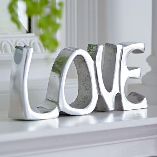Recycled Metal 'Love' Sign | 20Cm X 8.5Cm | Fair Trade and Handmade | Metal Fireplace Ornament Gift New Home Decor