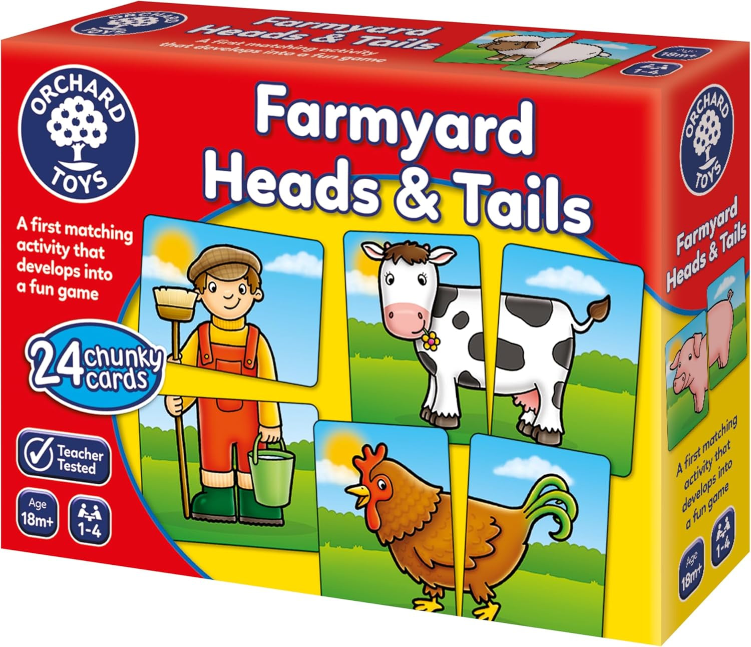 Farmyard Heads & Tails Game - Matching & Pairing Memory Game - Educational Toddler Toys and Games for Boys and Girls 18-Month-Old+ - Early Years Animal Pairs/Snap Cards - 1-4 Players