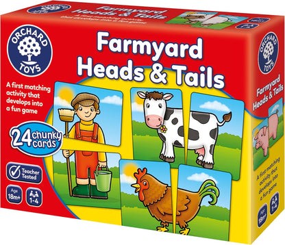 Farmyard Heads & Tails Game - Matching & Pairing Memory Game - Educational Toddler Toys and Games for Boys and Girls 18-Month-Old+ - Early Years Animal Pairs/Snap Cards - 1-4 Players