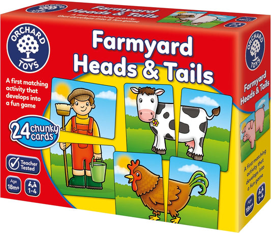 Farmyard Heads & Tails Game - Matching & Pairing Memory Game - Educational Toddler Toys and Games for Boys and Girls 18-Month-Old+ - Early Years Animal Pairs/Snap Cards - 1-4 Players