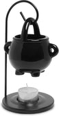 Cauldron Wax Melt Burner with Tealight Candle, Warming Stand, Decorative Hanging Living Room Home Decor and Aromatherapy, Spooky Halloween Black Warmer Pot