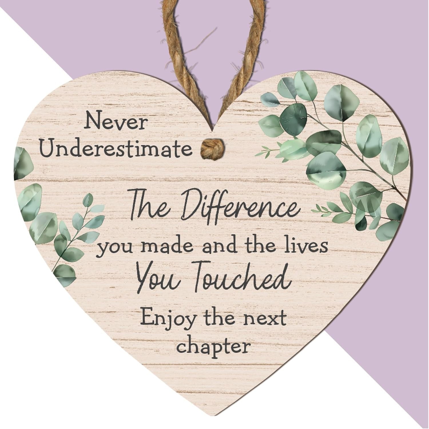 Never Underestimate the Difference You Made and the Lives You Touched – Thoughtful Retirement or Farewell Gift – Hanging Sign with Green Leaf Design – Perfect for Teachers, Colleagues, and Loved Ones