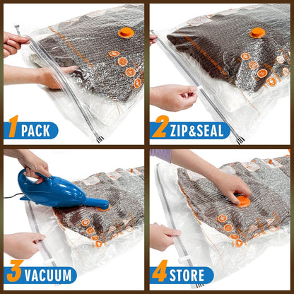 Space Saver Bags for Travel and Home Reusable Vacuum Storage Bags save 80% More Storage Space Work with Vacuum Cleaner (6 Combo, No Pump Included)