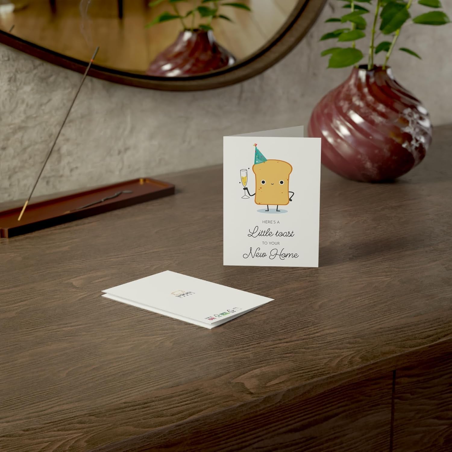 New Home Greeting Card - Toast Illustration - 6 X 8 Inch - Made in UK