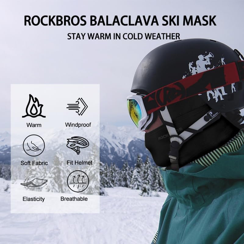 Ski Mask Cycling Balaclava Windproof, Thermal Neck Gaiter Soft Full-Mask Polar Fleece Headwear 4 Colors for Autumn Winter Skating, Skiing, Running, Cycling