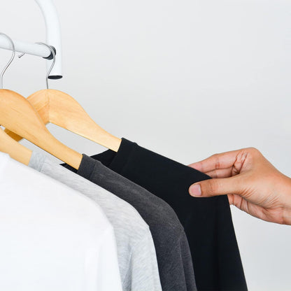 Strong Wooden Coat Hangers with 360 Degree Rotatory Hook & round Trouser Bar & Shoulder Notches - Durable Wardrobe Space Saver - Suitable for Coat, Jacket, Suit, Jumper (20 Pack)