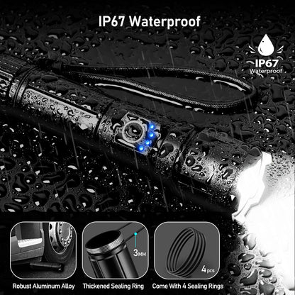 LED Torch, 500000 Lumens Super Bright Torches Led - Adjustable Focus, 5000 Mah, IP67 Waterproof, Powerful Long Lasting Handheld Flashlight for Power Cuts, Camping, Hiking, Emergency Etc.