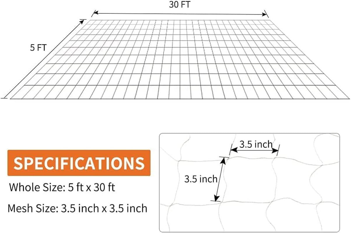 Plant Support Climbing Garden Trellis Netting Grow Tents 5Ft X 30Ft, Heavy-Duty Polyester Garden Plant Climbing Net Soft Mesh Twine