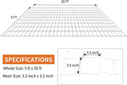 Plant Support Climbing Garden Trellis Netting Grow Tents 5Ft X 30Ft, Heavy-Duty Polyester Garden Plant Climbing Net Soft Mesh Twine
