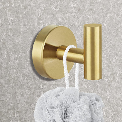 2 Pcs Bathroom Towel Hook,Screw in Metal Coat Hooks Brushed Brass Robe Hook SUS 304 Stainless Steel Heavy Duty Door Hanger Towel Robe Clothes Closet Sponges Holder for Bathroom Hotel (Gold)
